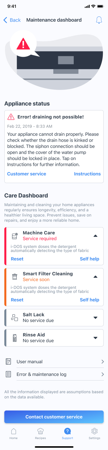 Garage overview screen